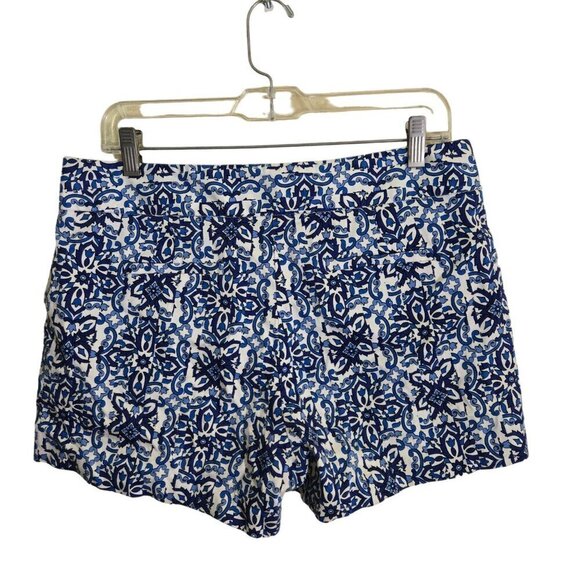 Milly For Design Nation Blue White Pattern Shorts Size 10 - Picture 2 of 6